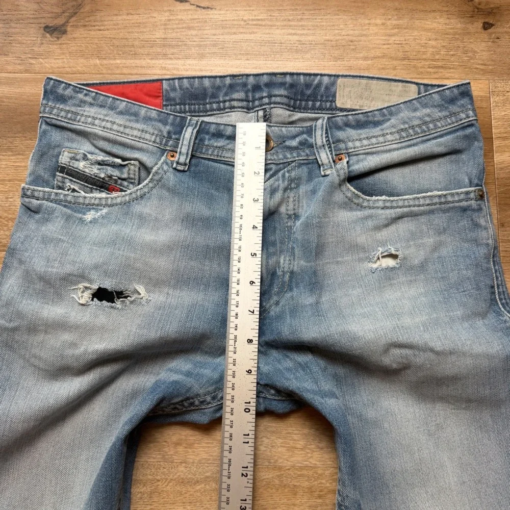 Diesel Thommer Jeans Mens 30x32 Blue Light‎ Wash Distressed Slim Skinny 084DD